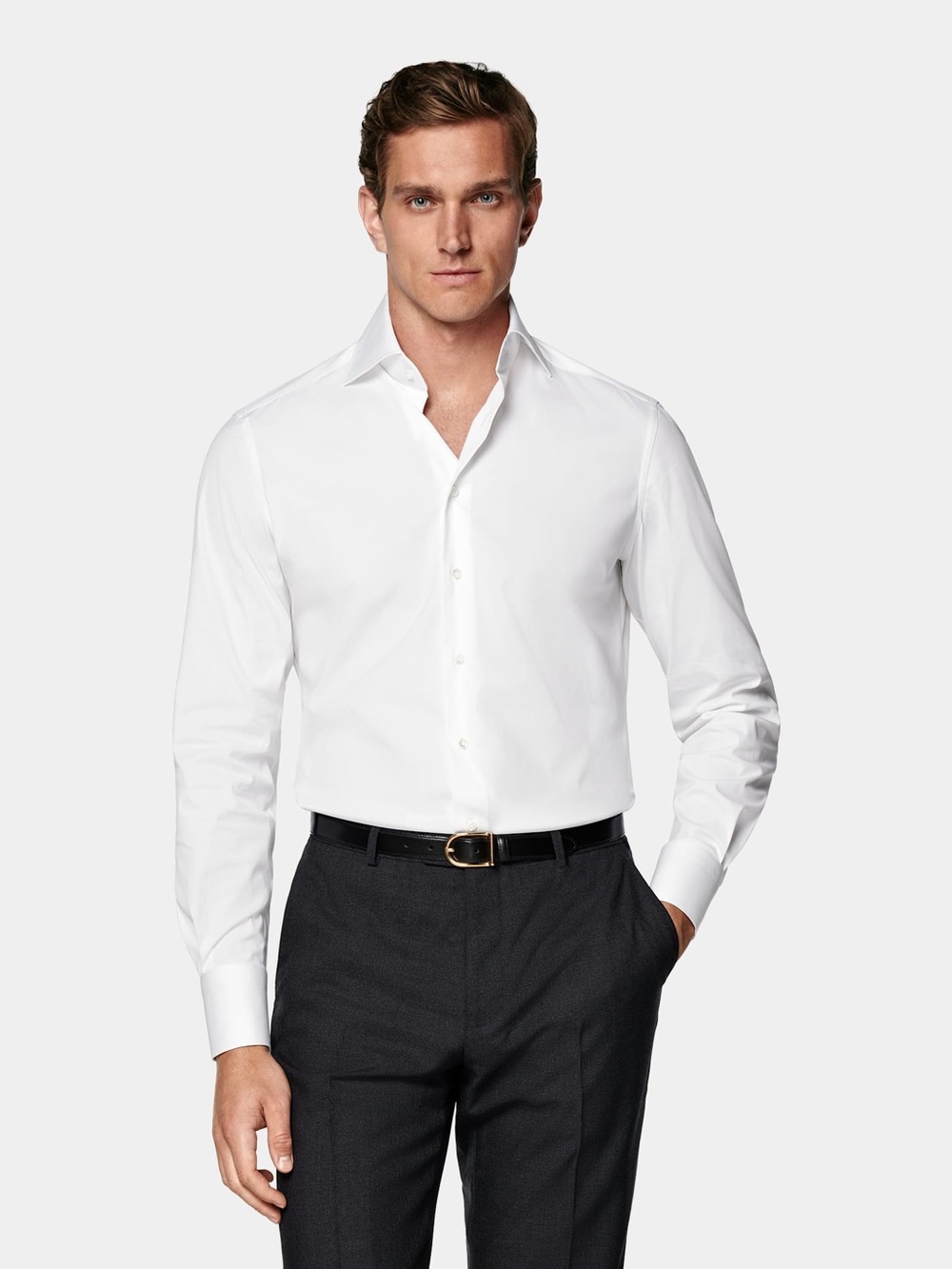 Suitsupply White Egyptian Cotton Tailored Fit Dress Shirt 17.5 / 44